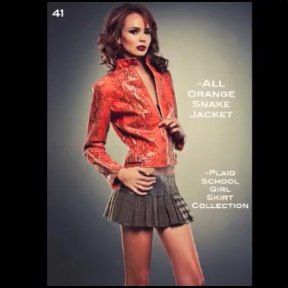 Genuine Leather Jackets - orange snake - made in Uruguay - medium